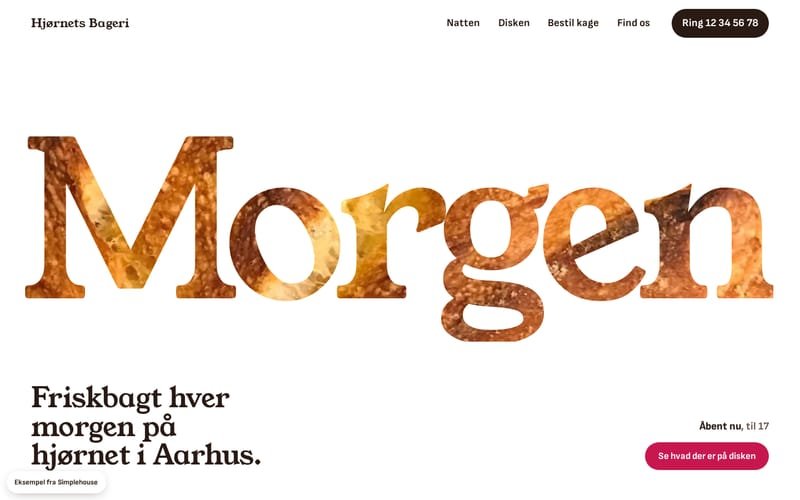 Forsiden af eksemplet Hjørnets Bageri